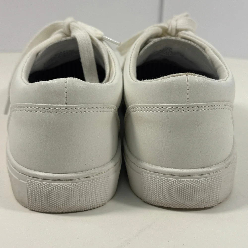 J.Crew White Leather Low Top Sneakers Women's size 7‎ Minimalist Lace-Up Shoes